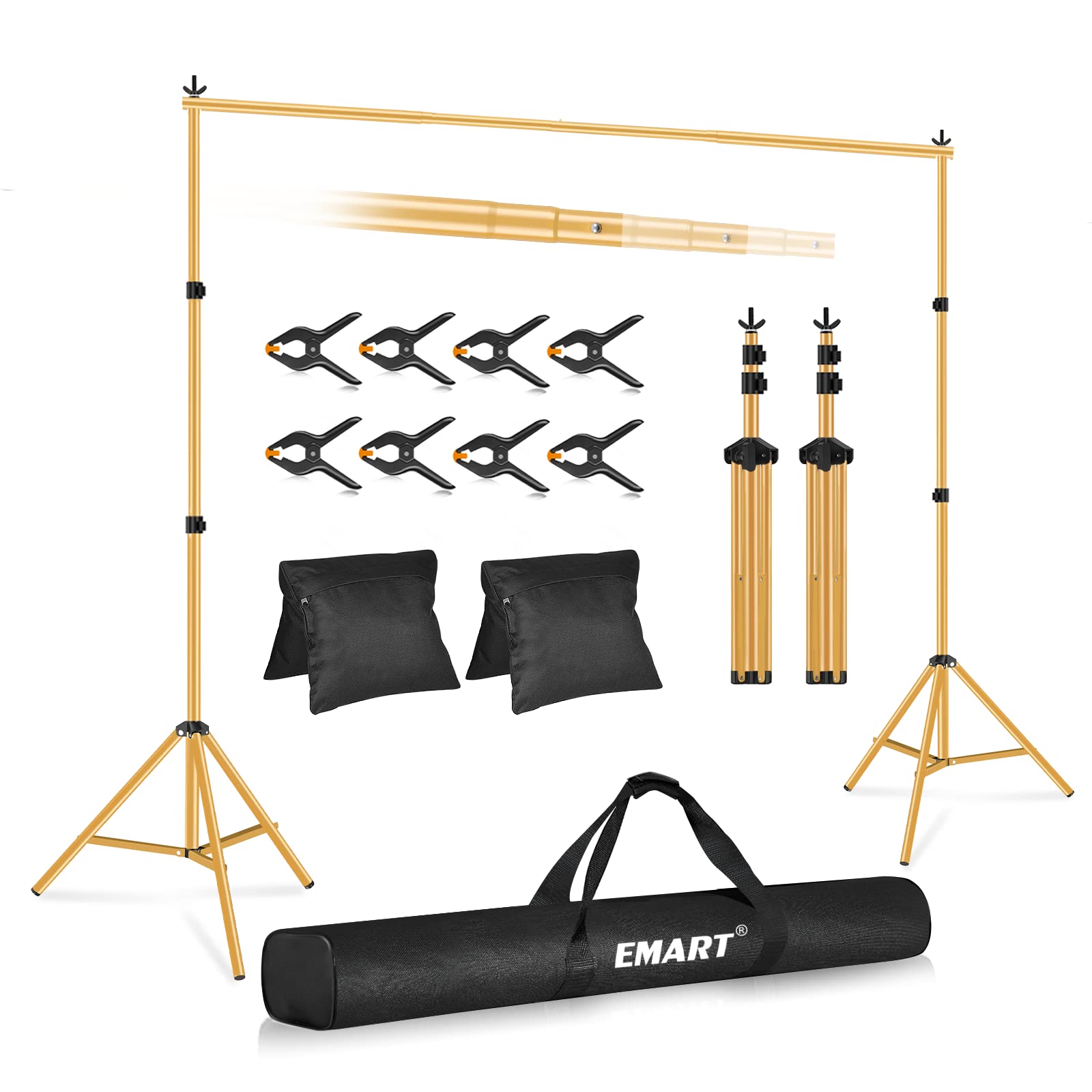 【Light Weight】 10 x 7 Ft Backdrop Stand - Gold, Adjustable Backdrop Stand for Paties