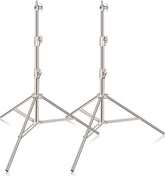 9.2ft/2.8m Stainless Steel Light Stand, Spring Cushioned Heavy Duty Photography Tripod with 1/4" to 3/8" Universal Adapter -2 Pack