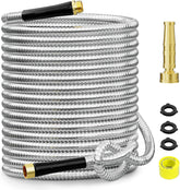 3/8" 304 Stainless Steel Garden Hose Metal Heavy Duty Water Hose, Flexible , 3/4" Solid Brass Connectors, No-Expandable , Rubber Grip