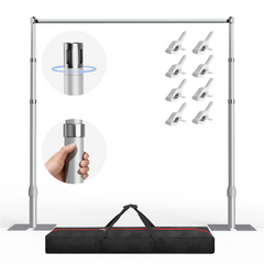 EMART Adjustable Backdrop Stand Heavy Duty, 8.9x10 FT Pipe And Drape Stand for wedding/party/birthday/display, Aluminum pole and folding base, with durable stainless steel connectors