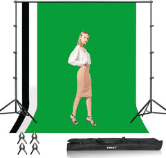 8.5x10Ft Photography Backdrop Stand Kit with 3 Polyester Backgrounds