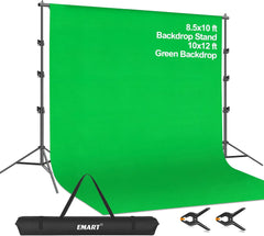 8.5x10Ft Backdrop Stand Kit with 10x12Ft Green Screen Backdrop