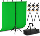 Portable T-Shape Stand Kit with Photo Greenscreen Background, Reverse Folding Base
