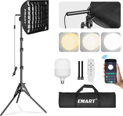 16"x16" Pull Soft Box with Honeycomb Grid, 50W 3000K-6000K LED Bulb with Remote/APP Control, Softbox Lighting Kit