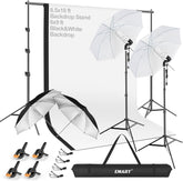 8.5x10ft Photography Backdrop Kit with 400W 5500K Daylight Umbrella Continuous Lighting Set, Black & White Backgrounds