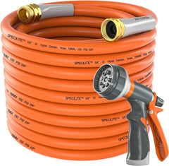 Hybrid Rubber Garden Water Hose, Heavy-Duty & Flexible, Burst 600 psi, Kink-less, 3/4" Brass Fittings