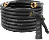 Hot/Cold Garden Hose, Flexible & Light-weight, -50℉-158℉, with Industrial High Pressure Nozzle, 3/4" Brass Fittings