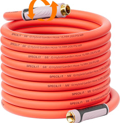 5/8" Rubber Heavy Duty Garden Hose with 360° Rotating Grip, No Kink, Anti-UV, Flexible, 3/4'' Brass Fittings