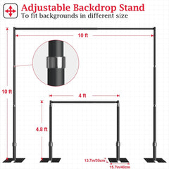 10x10Ft Heavy-Duty Pipe and Drape Stand Photo Background Frame Kit-Black