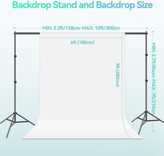 7x10ft Portable Photography Backdrop Stand Kit with 6x9ft White Backdrop
