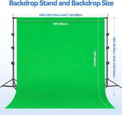 8.5x10Ft Backdrop Stand Kit with 10x12Ft Green Screen Backdrop