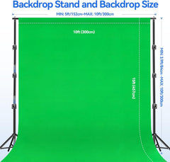 10x10ft Heavy Duty Backdrop Stand Kit with 100% Cotton Muslin Chromakey Backdrop