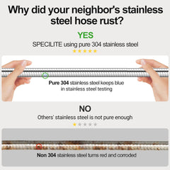 3/8" 304 Stainless Steel Garden Hose, Heavy-Duty & Flexible, Never Kink & Tangle, Puncture Resistant