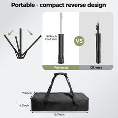 Portable T-Shape Stand Kit with Photo Greenscreen Background, Reverse Folding Base