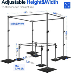 Square Backdrop Stand Adjustable Pipe and Drape Background Frame Kit