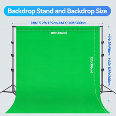 8.5X10 FT Backdrop Stand Kit, Photography Umbrella with 5500K Bulbs, 10X12 FT Green Backdrop