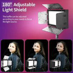 LED Video Lighting Studio Photo Light kit with 53inch Tripod Stand, 9 Color Filters, 4 PCS Baffles