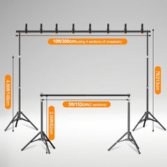 10Ft Heavy-Duty Reverse-Folding Backdrop Stand Kit