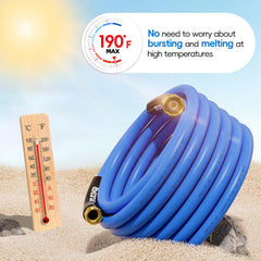 Upgrade Hot/Cold Garden Water Hose , -50℉ To 190℉, Heavy Duty & Flexible, Burst 605 Psi, 3/4" Brass Fittings