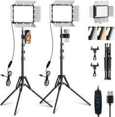 73" Tripod LED Video Light Kit, Upgrade 2800-7000K Dimmable Lighting
