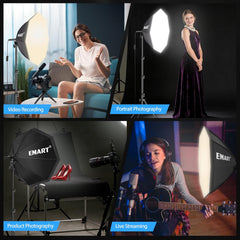 20"x20" Pull Soft Box, 50W 3000K-6000K LED Bulb, Professional Photoshoot Equipment
