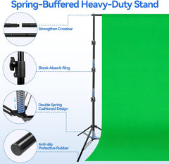 10x10ft Heavy Duty Backdrop Stand Kit with 100% Cotton Muslin Chromakey Backdrop