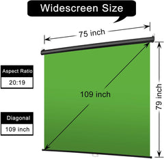 75 x 79in Retractable Green Screen, Chroma Key Panel Pull Down Auto-Locking and Self-Rewinding, Collapsible Wrinkle-Resistant Chromakey Backdrop