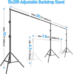 10x20 Ft Heavy-Duty Photography Backdrop Stand Kit with 300° Angle Rotatable Connector