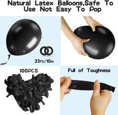 EMART Black Balloons 12 Inch 100pcs, Latex Balloons for Party(with Ribbon) ,Suit Helium Quaility, for Birthday Party, Baby Shower, Wedding, Graduation, Halloween Christmas Decorations