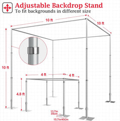 10Ft Square Pipe and Drape Heavy Duty Photo Background Support Kit