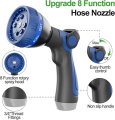 1/2" 304 Stainless Steel Garden Hose, Heavy Duty Metal Nozzle, Flexible, Never Kink & Tangle, Puncture Resistant