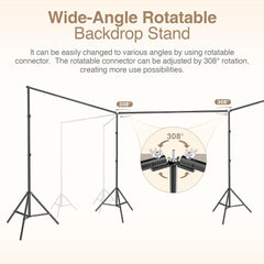 30x7Ft Large Adjustable Backdrop Stand Kit with 308° Angle Rotatable Connector