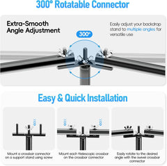 10x20 Ft Heavy-Duty Photography Backdrop Stand Kit with 300° Angle Rotatable Connector