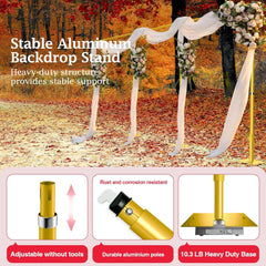 12 X 30Ft Heavy Duty Adjustable Pipe and Drape Photo Background Support Kit with Flat Base-Gold