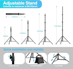 8.5x10ft Photo Backdrop Stand Kit with 10x12ft Polyester Backdrop (White, Black)