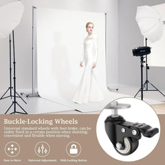 10X10Ft Pipe and Drape Backdrop Stand Heavy-Duty Adjustable Photo Frame with Wheels