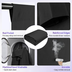 7x10ft Adjustable Photo Backdrop Stand Kit with 9x6ft Portable Black Backdrop Screen
