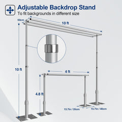 10x10Ft Triple Crossbar Pipe and Drape Photo Background Support Kit