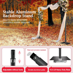 10x10Ft Double Crossbar Pipe and Drape Photo Background Support Kit-Black