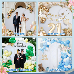 EMART 3-Pack Wedding Arch Backdrop Cover Set (6FT/6.6FT/7.2FT) - Fitted Arch Backdrop Stand Spandex Arch Covers
