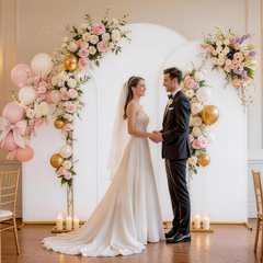 EMART 3-Pack Wedding Arch Backdrop Cover Set (6FT/6.6FT/7.2FT) - Fitted Arch Backdrop Stand Spandex Arch Covers