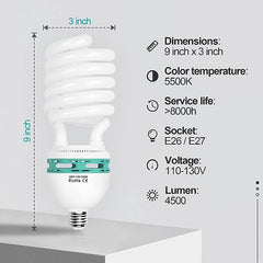 EMART 105W 5500K CFL Photography Daylight Bulbs, 2-Pack