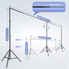 Large Adjustable Backdrop Stand Kit with 308° Angle Rotatable Connector