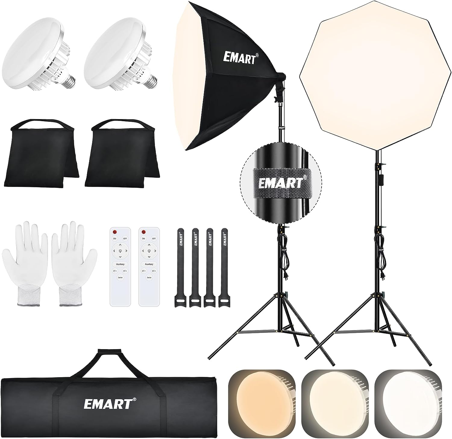 25.5" Soft Box Lights Kit with 2x135W Remote Controlled LED Bulb