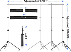 7×10Ft Adjustable Backdrop Stand Kit with Polyester Backdrop(Black/White/Green)