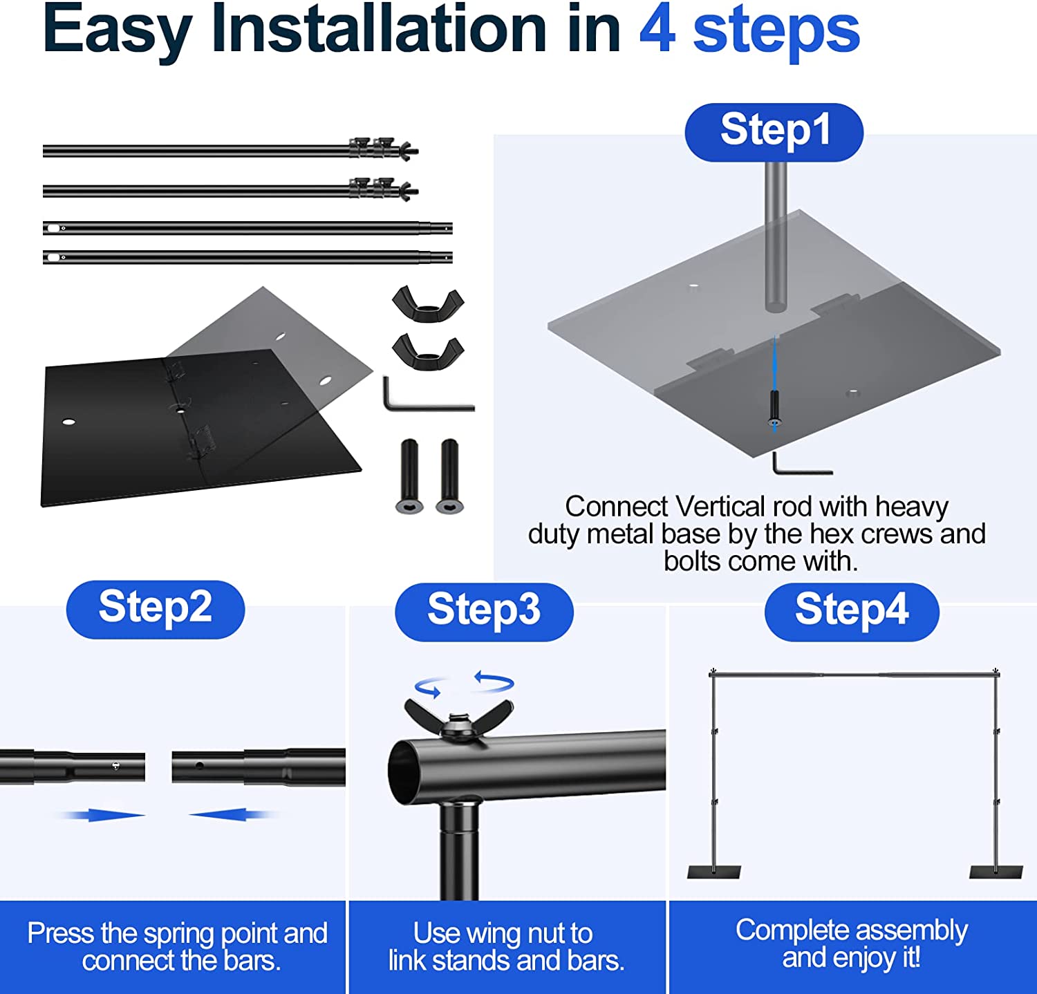 【Metal Base】Flat Steel Base Backdrop Stand