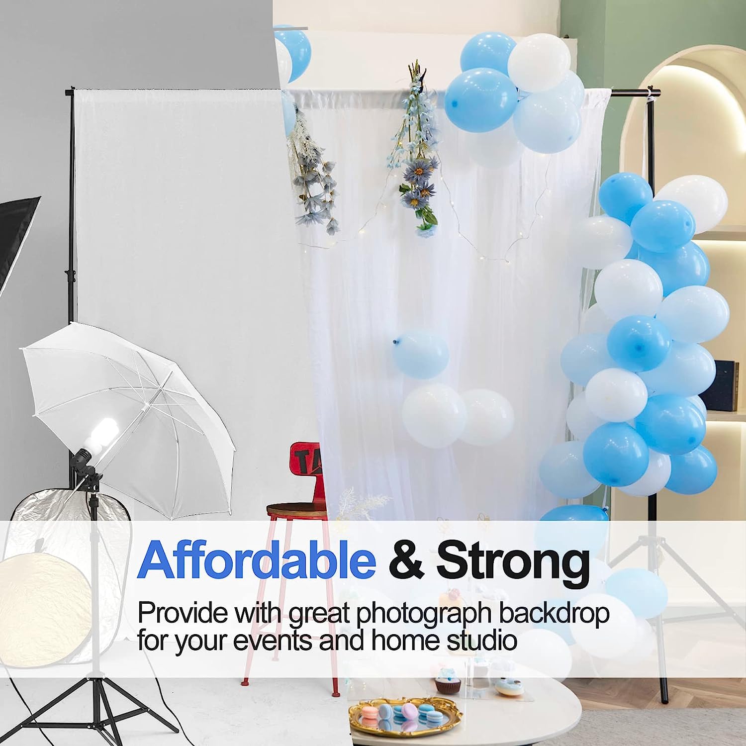 EMART Photo Video Studio 10Ft Adjustable Background Stand Backdrop Support System Kit with Carry Bag