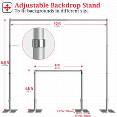 8.9x10Ft Heavy Duty Pipe and Drape Adjustable Photography Backdrop Stand Kit