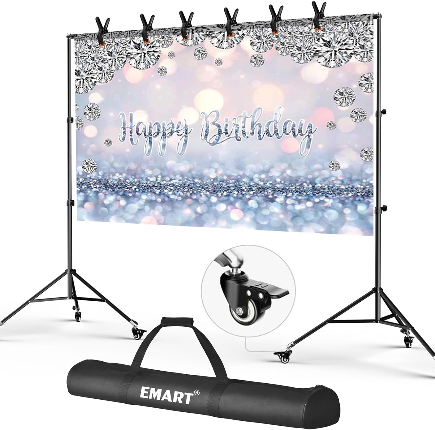 Backdrop Stand with Wheels - Movable Photo Backdrop Frame