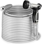 Stainless Steel Garden Water Hose with Swivel Handle, Light-weight & Flexible, Heavy Duty Nozzle